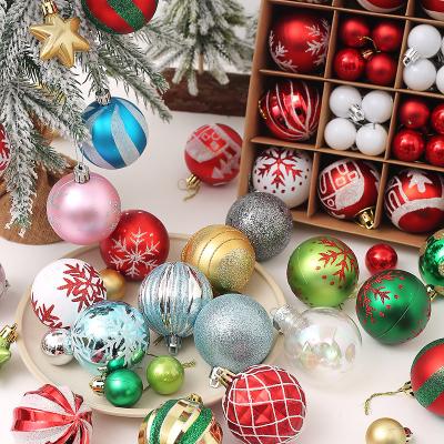 China Traditional Cross border new 42 Christmas painted ball gift box 3cm / 6cm Set Christmas tree decorative ball GIFT PENDANT for sale