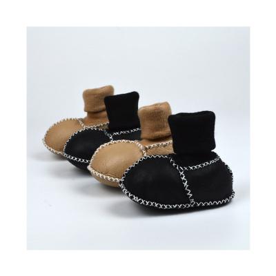 China Lightweight black sheepskin baby shoes for pre-walk for sale