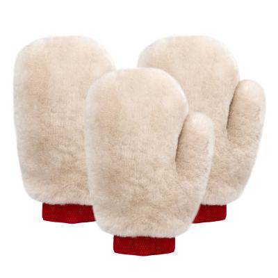 China No Inch Sheepskin Wax Wash Mitt Australia Lamb Wash Gloves For Cars for sale