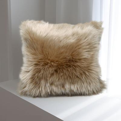 China Anti-Static Faux Wool Fur Decorative Pillows Case Fluffy Soft Plush Throw Pillow Covers Sofa Car Decor for sale