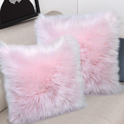 China Anti-Static Home Decor Winter Sheepskin Fur Pillow Covers Fuzzy Fur Pillow Cushion for sale