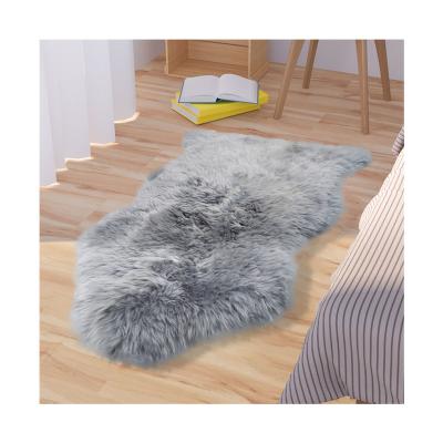 China Wholesale Home Carpet Stain Resistant Gray Color Sheepskin Rug China Decoration Floor for sale