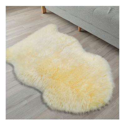 China Stain Resistant Factory Wholesale Empty Door Mats Beige Color Sheepskin Rug From China for sale