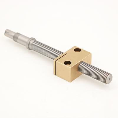 China Factory High Quality Lead Screw Diameter 16mm Pitch 2mm Trapezoidal Lead Screw With Custom Square Brass Nut for sale