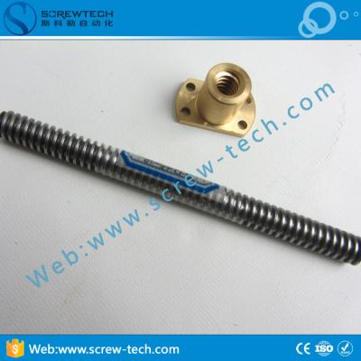 China Trapezoidal stainless steel screw Tr12x3 with nut and flange, high precision12mm lead screw for sale