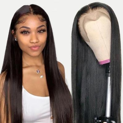 China 100% Natural Raw Virgin Human Hair Straight Brazilian Wave Cuticle Cuticle Aligned HD Lace Frontal Wigs for sale