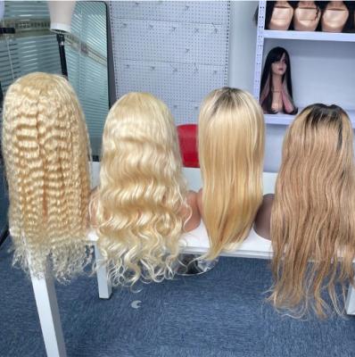 China Wholesale 613 Silky Straight Virgin Honey Blonde Wave 100% Brazilian Lace Front Wig 613 Full Lace Wigs With Baby Hair for sale