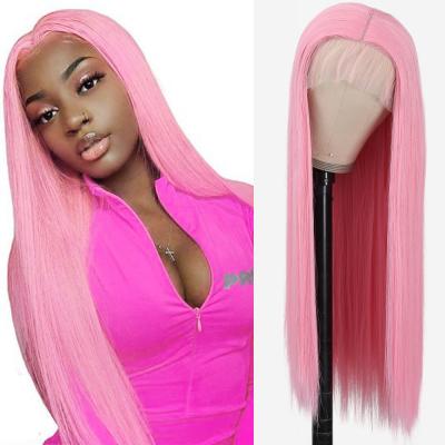 China Wholesale Regular Wave Colored Hair Wigs Color Women 40 Inch Hair Wigs 360 Full Lace Front Pink Wig for sale