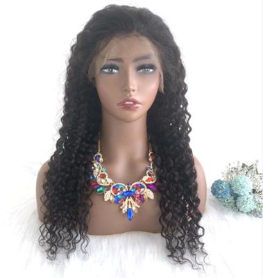 China Hot Selling Deep Wave Natural Black Virgin Brazilian Remy Lace Wigs Hidden Knots Deep Wave WR Full Lace Front Lace Wig Full Lace Wig for sale