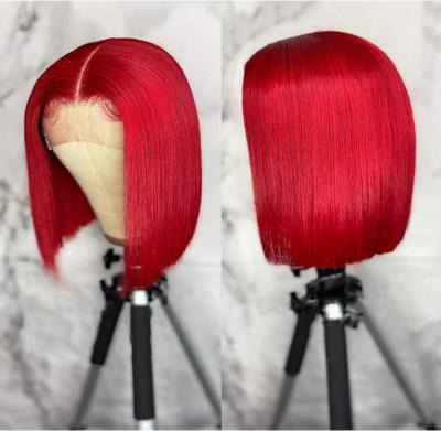 China Cheap Red Silky Straight Peruca 360 Lace Frontal Short Bob Wigs For Black Women Hair Wave Wig Closure Short Bob Wigs For Black Women for sale