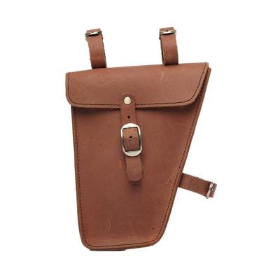 China Anti-Theft Custom Genuine Leather Bike Bicycle Bag Front Tube Frame Handlebar Vintage Cycling Bags Triangle Pouch Bicycle Frame Holder for sale