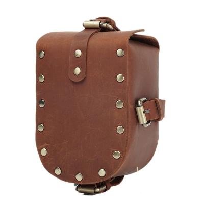 China Anti-Theft Custom Bike Saddle Small Storage Bag Vintage Genuine Leather Cycling Seat Tail Rear Pouch Bag MTB Bicycle Repair Tools Bag for sale