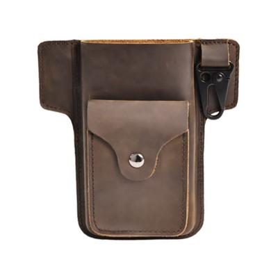 China Vintage Vintage Genuine Leather Phone Pouch For Belt Clip Waist Bag Cell Phone Cover Holster Wallet Case Pocket For Iphone Samsung for sale