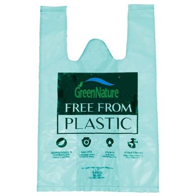 China 100% Biodegradable and Compostable 100% Plastic Bags Custom Wholesale Bio Logo T-shirt Shopping Bags Manufacturers for sale