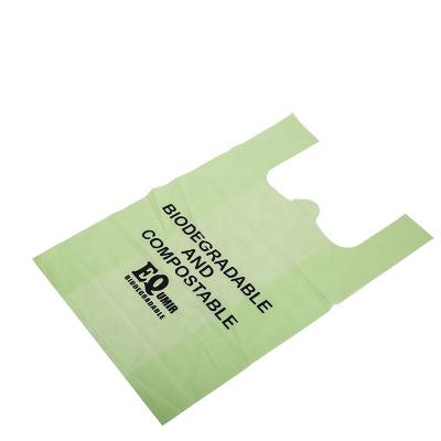 China 100% Biodegradable and Compostable Customized Plastic T-Shirt Compostable PLA Pouch Custom Biodegradable Shopping Tee Logo for sale