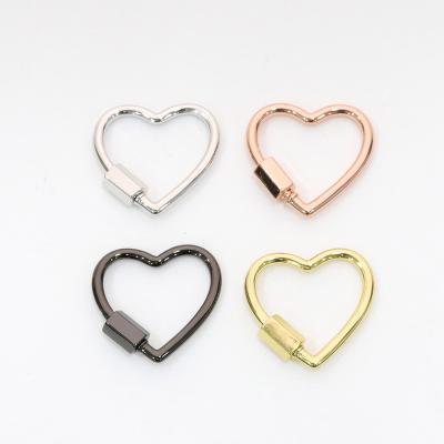 China NEW Style Brass + Zircon Gold Plating High Quality Heart Shape Single Screw Clasp For Diy Jewelry for sale