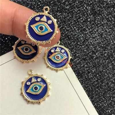 China BOHEMIA Newcomer Blue Enamel Eyes Round Coin Shape Pendant For Jewelry Making for sale