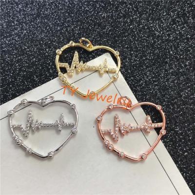 China Fashion New Arrival CZ Micro Pave Lightning Heart Shape Pendant For Jewelry Making for sale