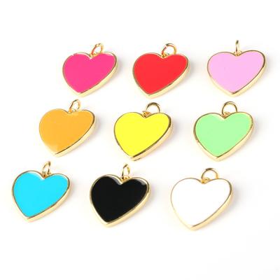 China TRENDY enamel heart pendant, gold finish enamel heart charms, colorful enamel heart for sale