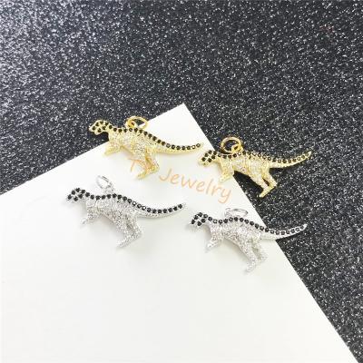 China New Fashion Design CZ Micro Pave 18K Gold Plating Little Dinosaur Charms Pendant For Jewelry Making for sale