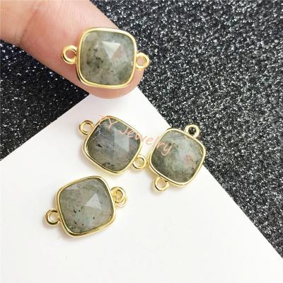 China 100% Square Semi Preciouse Stone Charm Labradorite Connector For DIY Jewelry for sale