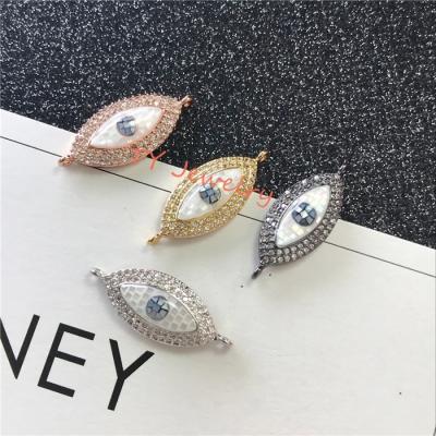 China Diy Jewelry Accessories Findings Brass Jewelry Connectors Unique CZ Evil Eyes for sale