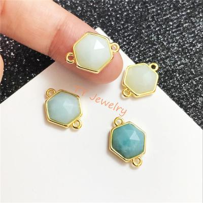 China Connetor Wholesale 100% Natural Square Shape Amazonite Pendant Or Jewelry Making for sale