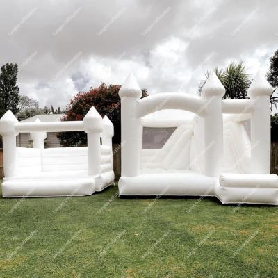 China Amusement park/place party/family/shopping mall/social center bounce house inflatable white bouncer castle with slide, inflatable white jumpers commercial bouncer for sale for sale