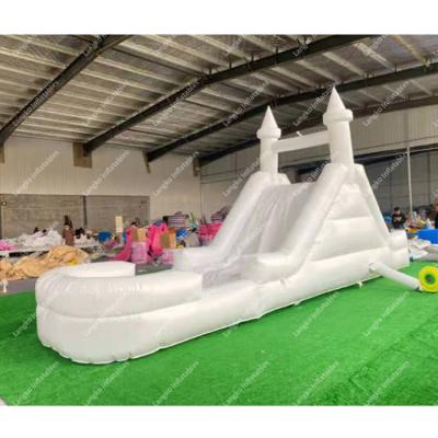 China Waterproof Inflatable Water Slide Bounce Castle Sports Climbing Slide White Wedding Slide For Adults Children for sale