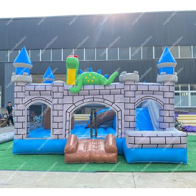 China Amusement Park/Plaza Party/Family/Shopping Mall/Dinosaur Combo Jumper Social Center PVC Outdoor Inflatable Bouncy Castle Bouncer Combo With Slide for sale