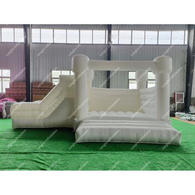 China Amusement Park/Square Party/Family/Shopping Mall/Social Center Langko Bounce House Moonwalk White Inflatable Bouncy Castle Combo Jumping House With Slide for sale