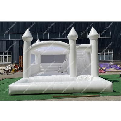 China Amusement park/place party/family/mall/bouncy house wedding custom white inflatable bounce castle combo castle wedding bouncer community center for sale