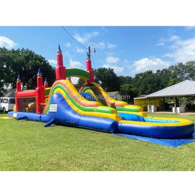 China Hot Sale Castle Bouncer House Waterproof Water Slide With Pool Bouncer Jumping Combo Inflatable Obstacle Course For Party for sale