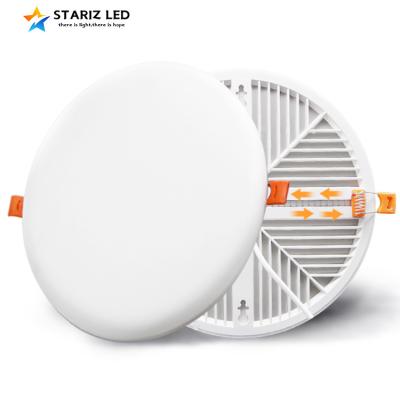 China Adjustable Rimless Modern Office Indoor Ceiling Panel Light Lamp Recessed 10w 18w 24w 36w Plastic Round Frameless Led 3D Panel Light for sale