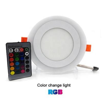 China Aluminum rgb led panel light 6w 9w 16w 24w color temperature adjustable led recessed round rgb panel light for sale