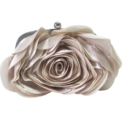 China Custom made flower luxury material design high quality satin wedding bridal evening clutch bag for ladies for sale