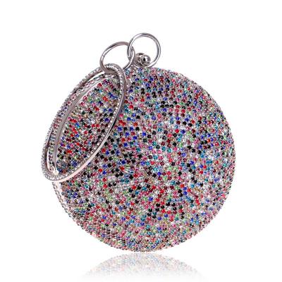 China High Quality Luxury Diamonds Compact Dimension Cross Body Round Ball Evening Clutch Purse For Women for sale