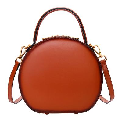 China High Quality Designer Genuine Smooth Moon Handbag Leather Round Cross Half - Body Bag Women for sale