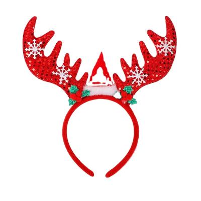 China Cute Luminous Santa Hair Head Flashing Festival Props Christmas Double Head Buckle Light Christmas Led Headbands for sale