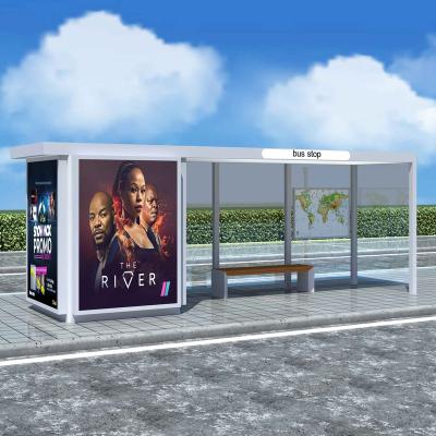 China Elegant Appearance Guose Metal Galvanized Steel Bus Shelter With Advertising Billboard for sale