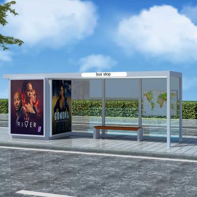 China Waiting / Advertising Bus Customized Galvanized Steel Public Bus Station Project Stop City Bus Shelter for sale