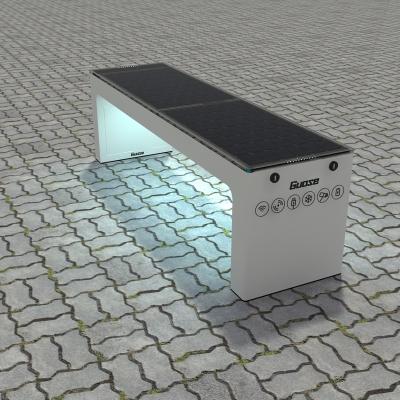 China Weather Resistant High Quality Outdoor Metal Patio Bench Modern Solar Powered Stainless Steel Smart Solar Benches for sale