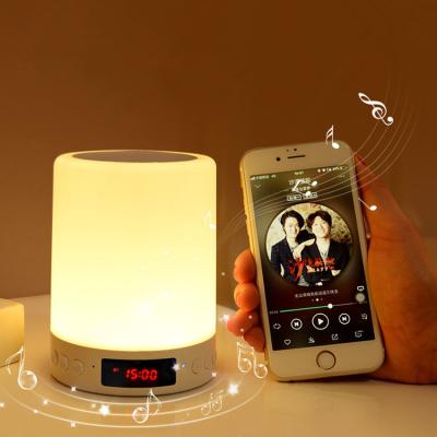 China Shenzhen Wholesale Modern Smart Music Speaker Night Light With Alarm Clock Display RGB Table Lamp for sale