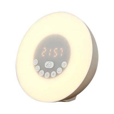 China Modern Touch Control FM Radio USB 7 Color Chargeable Function Alarm Clock Wake Up Light Led Night Light for sale