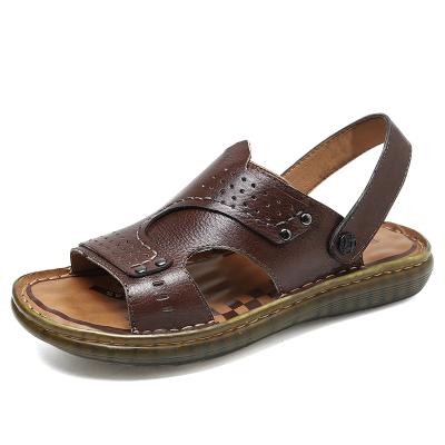 China Insulative Men's Fashion Casual Sandals Beach Shoes Soft Unique Genuine Leather Quick Drying Men Indoor Outdoor Slippers Sandal for sale