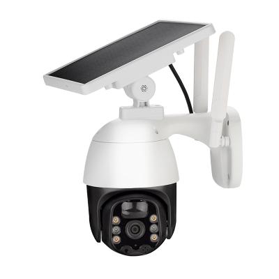 China Built-in Wireless IP Camera WiFi 3MP Solar Ptz Camera Low Power WiFi Surveillance Siren Waterproof Rotating Outdoor Security Camera for sale