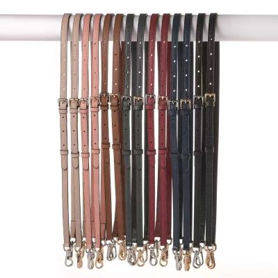 China Fashion Gold 1.2cm Width Leather Brown Black Shoulder Bag Strap Adjustable Split Leather Purse Strap for sale