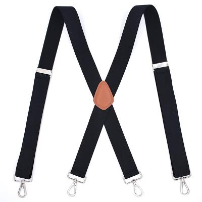 China Silk And Elastic Garment Tie Accessories Black Large Hook Loop Suspenders X Back Suspenders For Men And Women for sale