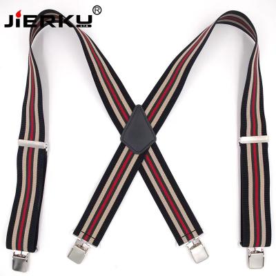 China Elastic + Metal Cilp X Shape Fashion 5 cm Four Metal Cut Suspenders For Men for sale