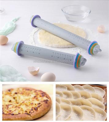 China Viable Flour Wooden Rolling Stick With Adjustable Scale Food Grade Silicone Pin Gun Pastry Tools Bakers for sale